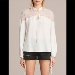 ALLSAINTS Laya Lace Silk Shirt